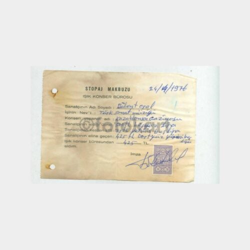 1976 Kazablanka Gazinosu -Bülent Oral- Makbuz