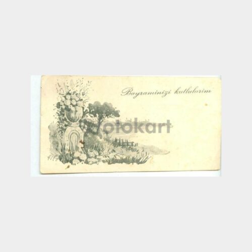 1930 Manzara Desenli Tebrik Kartı