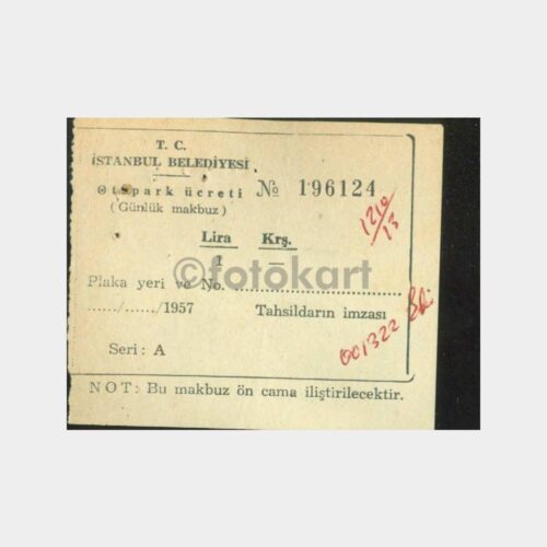 1966 İstanbul Otopark Makbuzu