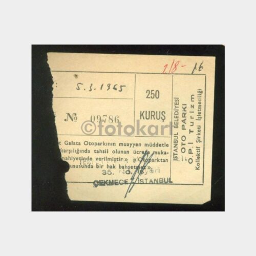 1966 İstanbul Otopark Makbuzu