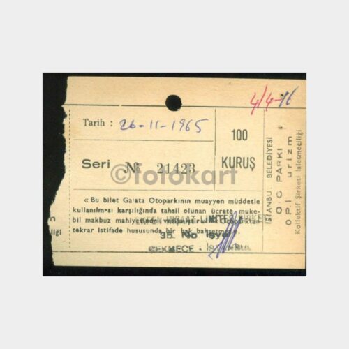 1966 İstanbul Otopark Makbuzu