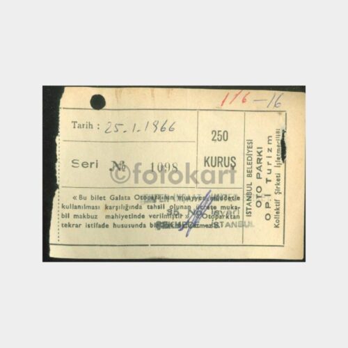 1966 İstanbul Otopark Makbuzu