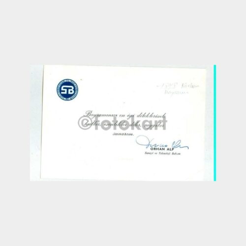 1975 Sanayi Ticaret Bakanı Orhan Alp - Tebrik Kartı
