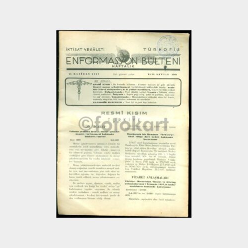 1937 İktisat Vekaleti Erformasyon Bülteni