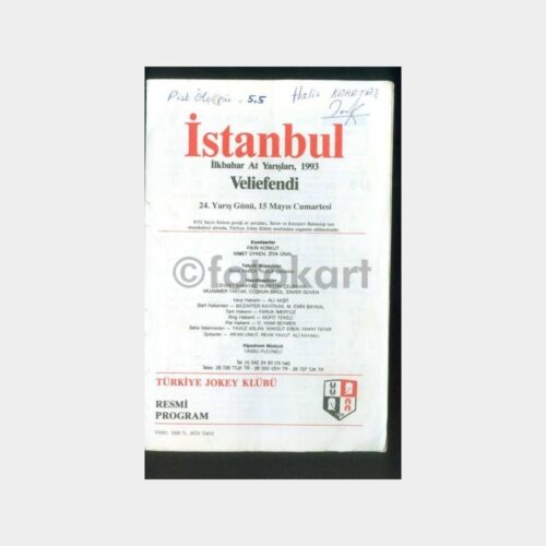 1993 Veliefendi İlkbahar At Koşusu Bülteni