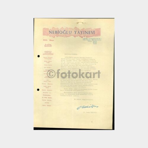 1963 Nebioğlu Yayınevi Mektubu Zarfı-Kart