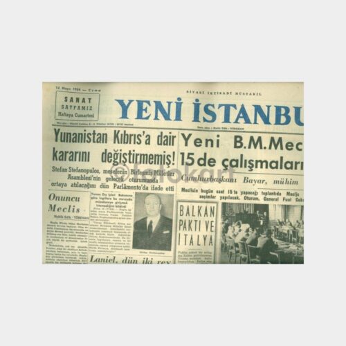 1954 Yeni İstanbul Gazetesi (14.05.1954 Tarihli)