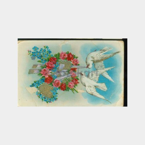 1933 Güvercin Konulu Yaldız Baskılı Kartpostal