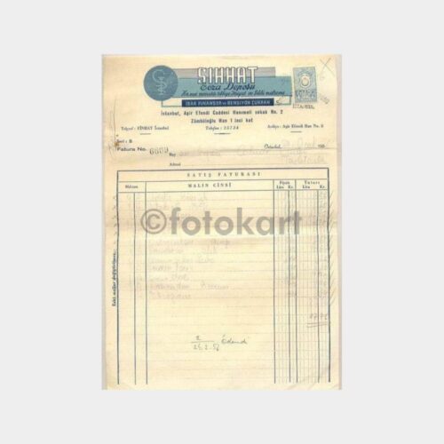 1956 Sıhhat Ecza Deposu Fatura
