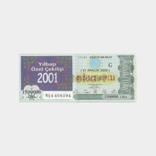 Milli Piyango - 31.12.2000 G-0212491 Yılbaşı Çekilişi