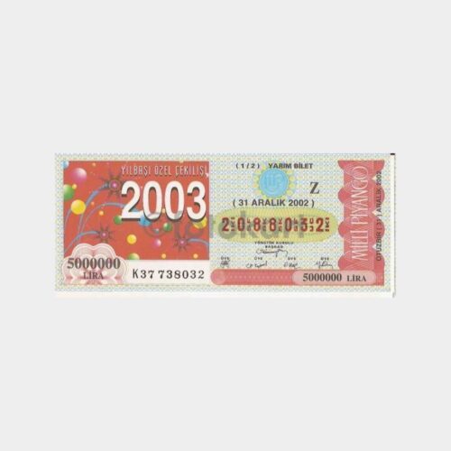 Milli Piyango - 31.12.2002 Z-2088032 Yılbaşı