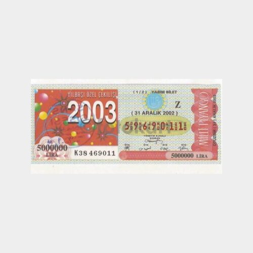 Milli Piyango - 31.12.2002 Z-5969011 Yılbaşı