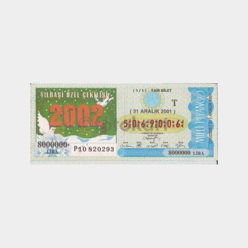 Milli Piyango - 31.12.2001 T-5069006 Yılbaşı