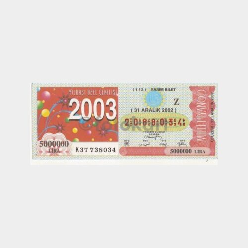 Milli Piyango - 31.12.2002 Z-2088034 Yılbaşı