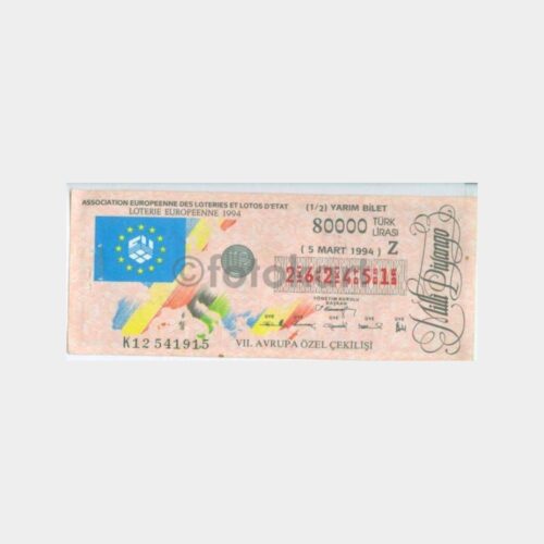 Milli Piyango - 05.03.1994 Z-262451 7. Avrupa Ç. Yarım