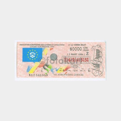 Milli Piyango - 05.03.1994 Z-262455 7. Avrupa Ç. Yarım