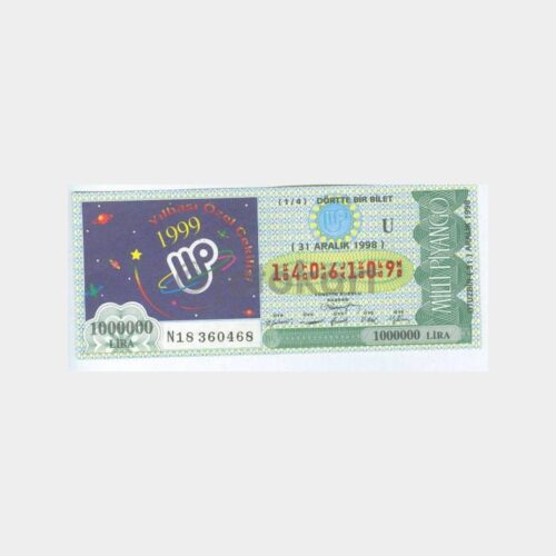 Milli Piyango - 31.12.1998 U-1406109 Yılbaşı Bilet