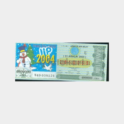 Milli Piyango - 31.12.2003 U-1850033 Yılbaşı