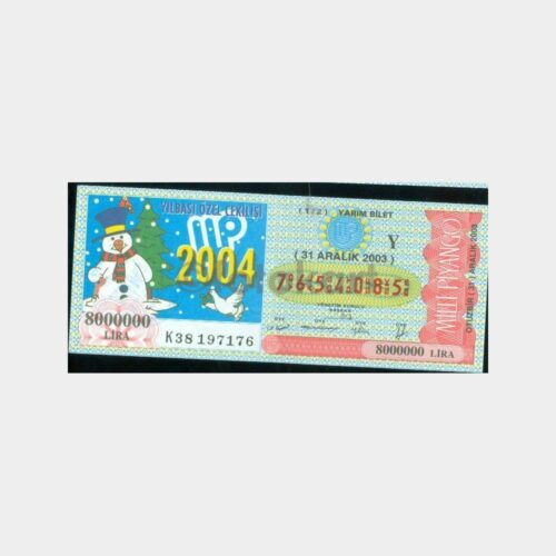Milli Piyango - 31.12.2003 Y-76540085 Yılbaşı