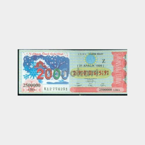 Milli Piyango - 31.12.1999 Z-2900659 Yılbaşı