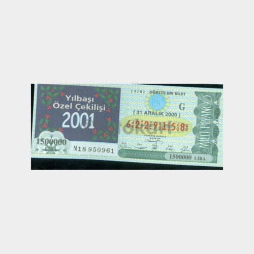 Milli Piyango - 31.12.2000 G-6229158 Yılbaşı