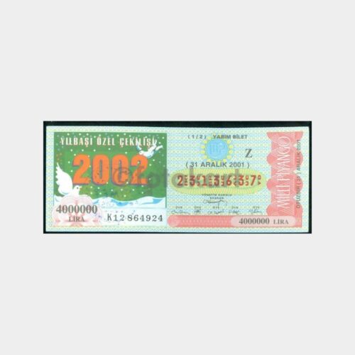Milli Piyango - 31.12.2001 Z-2313637 Yılbaşı