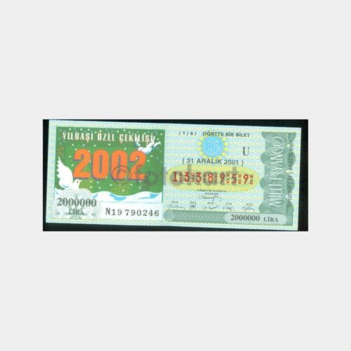 Milli Piyango - 31.12.2001 U-1338959 Yılbaşı
