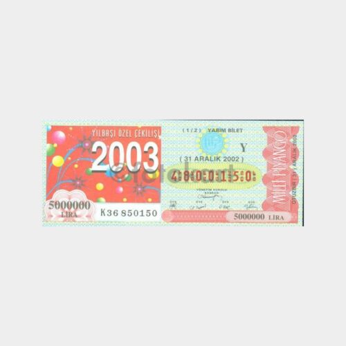 Milli Piyango - 31.12.2002 Y-4800150 Yılbaşı