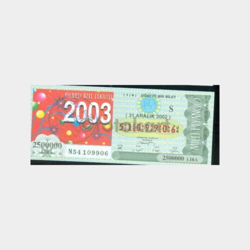 Milli Piyango - 31.12.2002 S-5109906 Yılbaşı