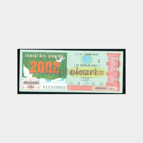 Milli Piyango - 31.12.2001 Y-6624645 Yılbaşı