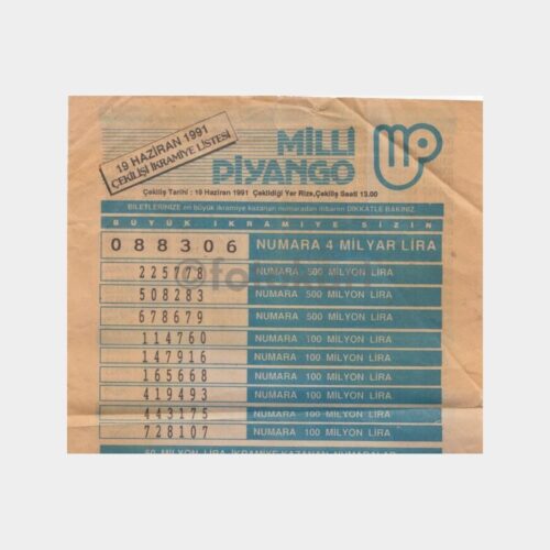Milli Piyango - Çekiliş Listesi 19.6.1991