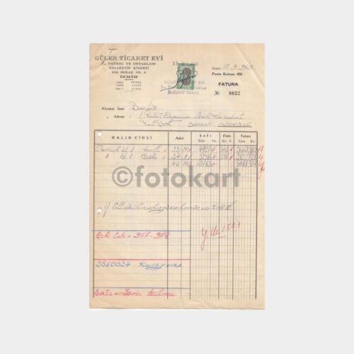 1969 Nazilli Söke -Bomonti Şirket- Pamuk Faturası