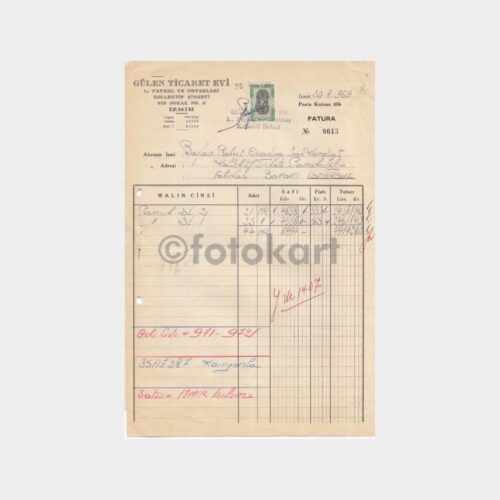 1969 Nazilli Söke -Bomonti Şirket- Pamuk Faturası