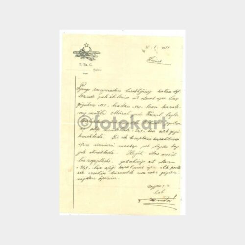 1931 Tayyare Cemiyeti Piyango Şb Yazısı