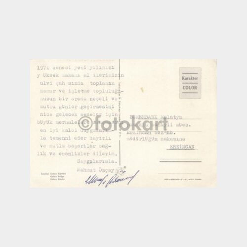 1971 Sümerbank Malatya Yönetici Tebrik Kartı - Görsel 2