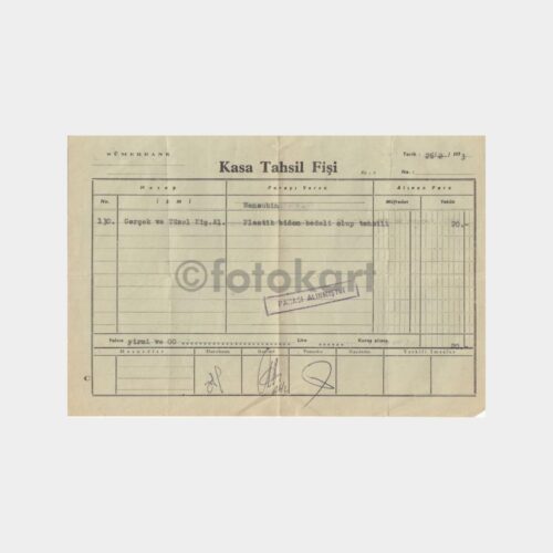 1963 Sümerbank Kasa Tahsil Fişi