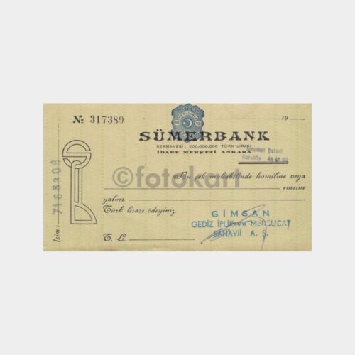 1960 Sümerbank Çek Yaprağı