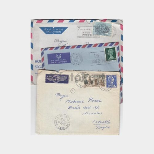 Yurtdışı Uçak Postası 3 Adet Pullu Damgalı Mektup