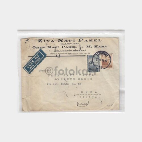 1955 İstanbul Damgalı Uçak Pullu Zarf