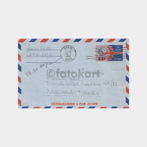1963 ABD Aerogram Hava Mektubu Uçak Zarf