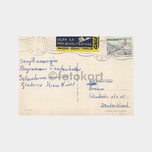 1967 Bayazıt Damgalı Uçak Pullu Kartpostal