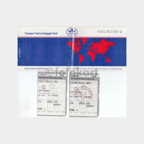 2001 Lufthansa Eski Uçak Bileti