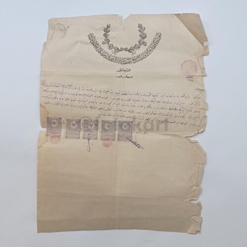 1920 Osmanlıca Pullu Damgalı Tapu Sözleşmesi No. 04