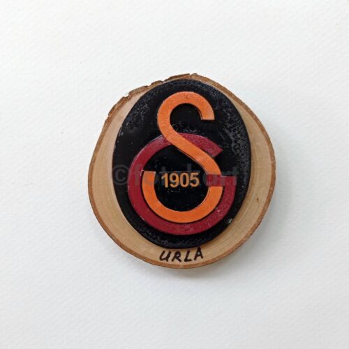 Galatasaray Futbol Arma, Ahşap Daire Plaket Magnet (Urla Hatırası)