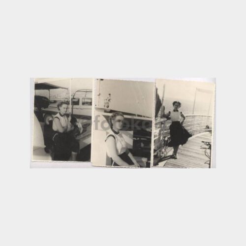 1950 Vapur Güvertesinde Kadın 3 Adet Fotoğraf