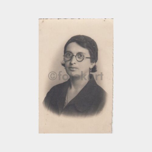 1938 Stüdyo Gözlüklü Kadın Portre Fotoğraf