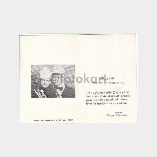 1976 Sünnet Çocukları Davetiyesi