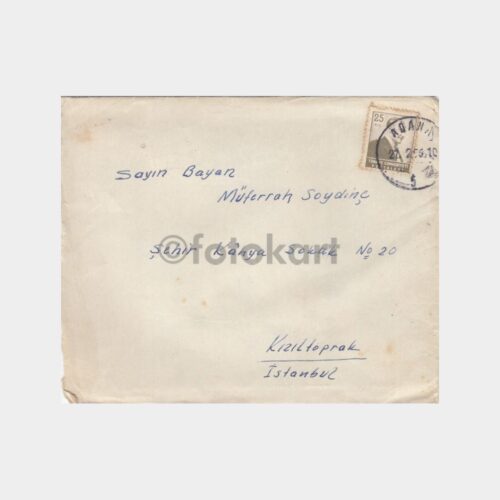1956 Kızıltoprak Adres Adana Damgalı Pullu Zarf