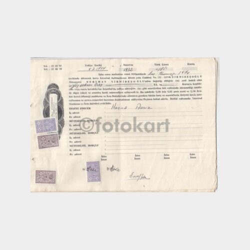 1974 Finans Belgesi - Borç Senedi (Büyük Ebat)