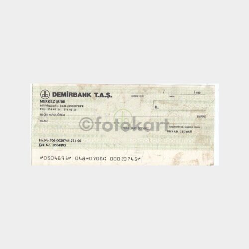 1990 Demirbank Çeki Finansal Belge